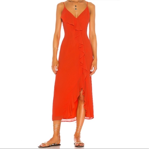 shaycation Dresses & Skirts - Shaycation X REVOLVE Grace Midi Dress in Blood Orange